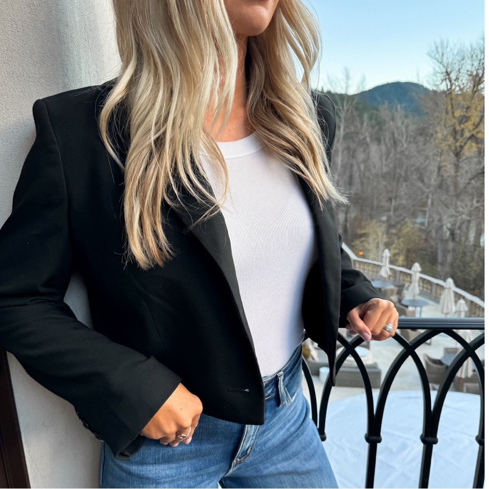 We the free by free people block party one button cropped blazer.